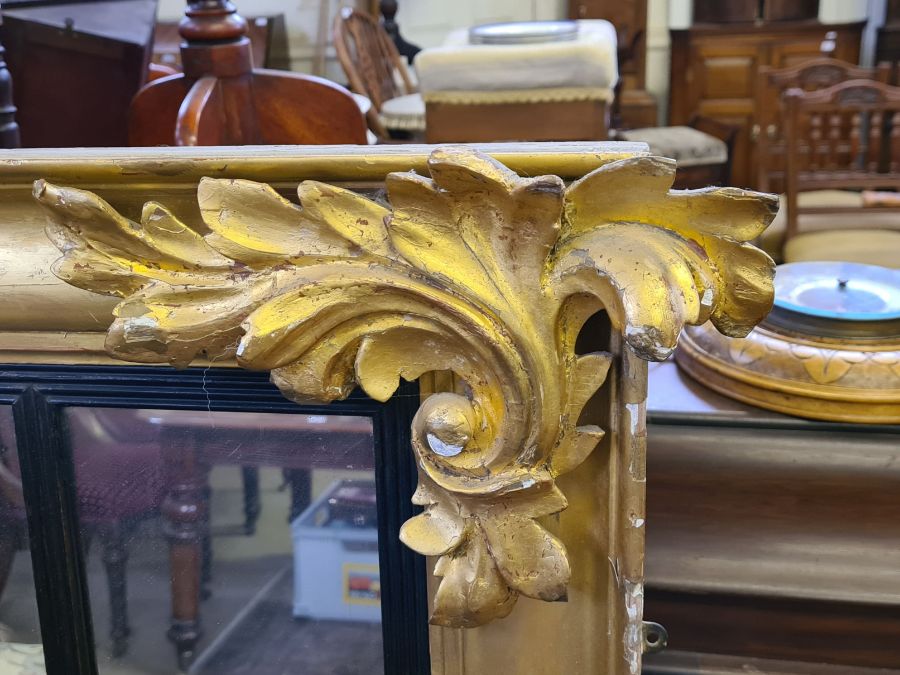 Regency gilt overmantle mirror with applied acanthus leaves and reeded glazing bars, 140cm x 62cm. - Image 2 of 5