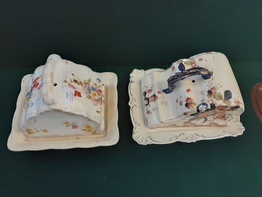 4 large Victorian floral and gilt decorated cheese dishes. - Image 7 of 7