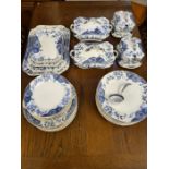 Victorian aesthetic pattern flow blue Dalehall Pottery & Co dinner service to include 2 shaped