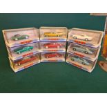 9 x Matchbox The Dinky Collection die cast cars in excellent boxed condition.