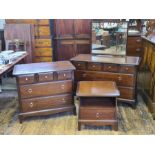 Stag Minstrel 3 piece bedroom set comprising 6 drawer dressing table, 5 drawer chest and bedside