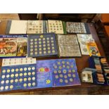 Quantity of coin albums, coin collections, British, European and Worldwide.