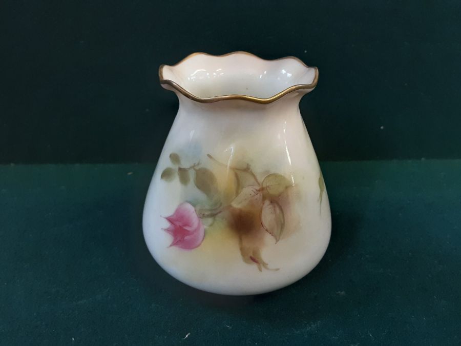 Small Worcester tankard Ann Hathaways cottage standing 2.25" and a Royal Worcester floral - Image 5 of 5