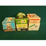 Britains farm toys Vari sprayer 9538, horse box (no horse), muledozer 9535 and disc harrow 9534, all