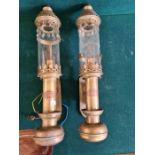 A pair of Great Western Railway brass carriage lamp.