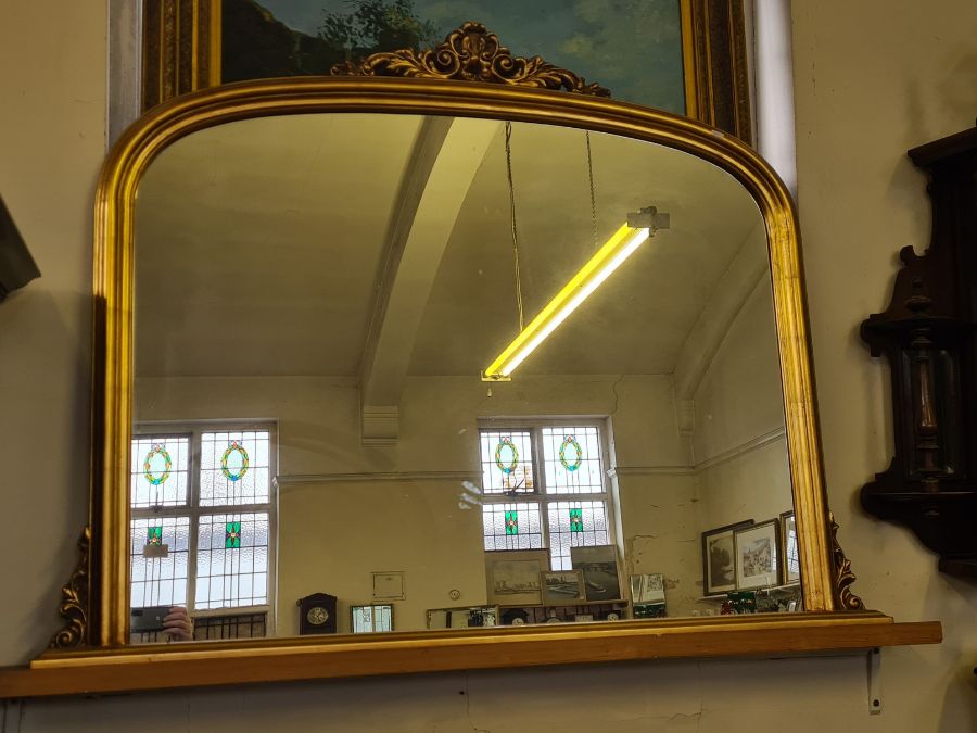 Large Victorian style overmantle mirror 142cm wide x 112cm high.