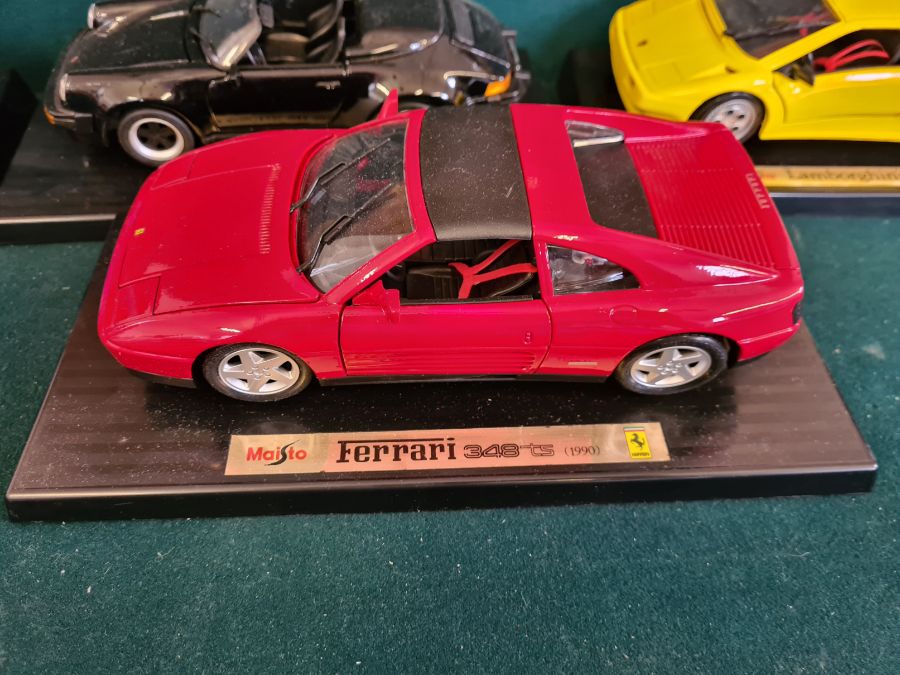 5 x Maisto 1:18 die cast sports cars with boxes, Ferrari 348TS1990, Mercedes-Benz 500SL 1989, - Image 3 of 7