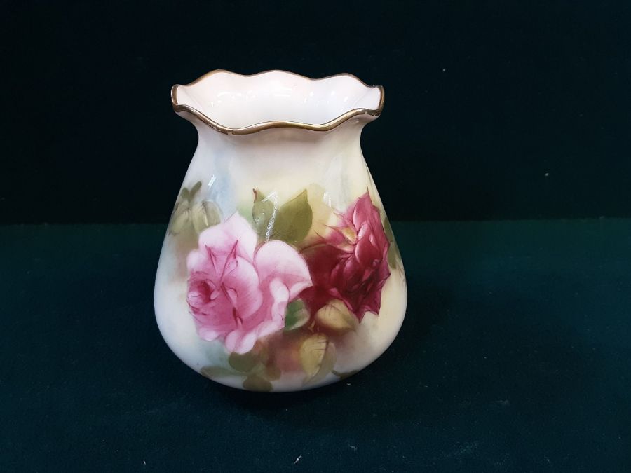 Small Worcester tankard Ann Hathaways cottage standing 2.25" and a Royal Worcester floral - Image 4 of 5