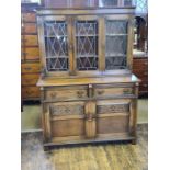 Oak Jaycee 3 leaded door dresser, 122cm wide x 171cm tall x 44cm deep.