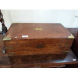 Large Victorian mahogany writing slope with fitted interior and concealed drawers with brass