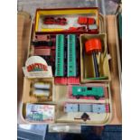 Mixed lot of toy railway to include Red Box Hornby Dublo rolling stock, No. 1 water tank, 2 x