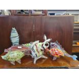Collection of 7 more unusual Murano glass fish largest 43cm.