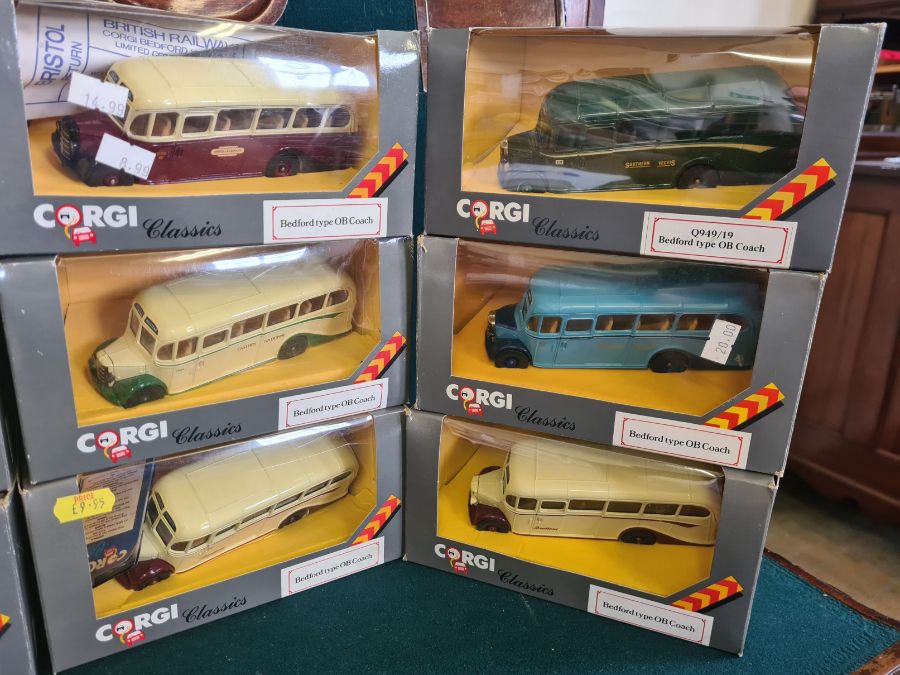 12 x Corgi Classics boxes, Bedford Type OB coaches in various liveries. - Image 2 of 3