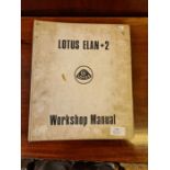 A Lotus Elan Plus 2 workshop manual.