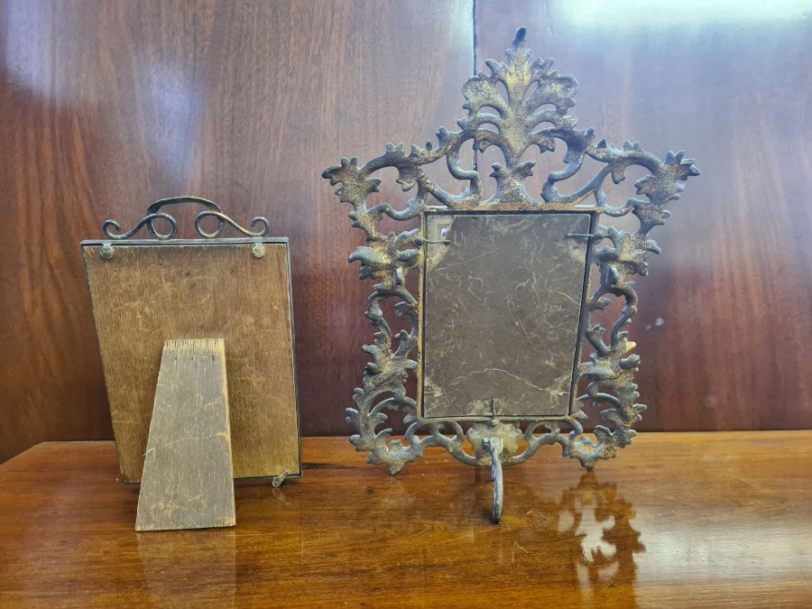Mid century gilt metal recoco style photo frame and a similar Edwardian photo frame. - Image 3 of 4