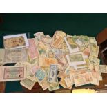 Quantity of assorted banknotes English, European and World.