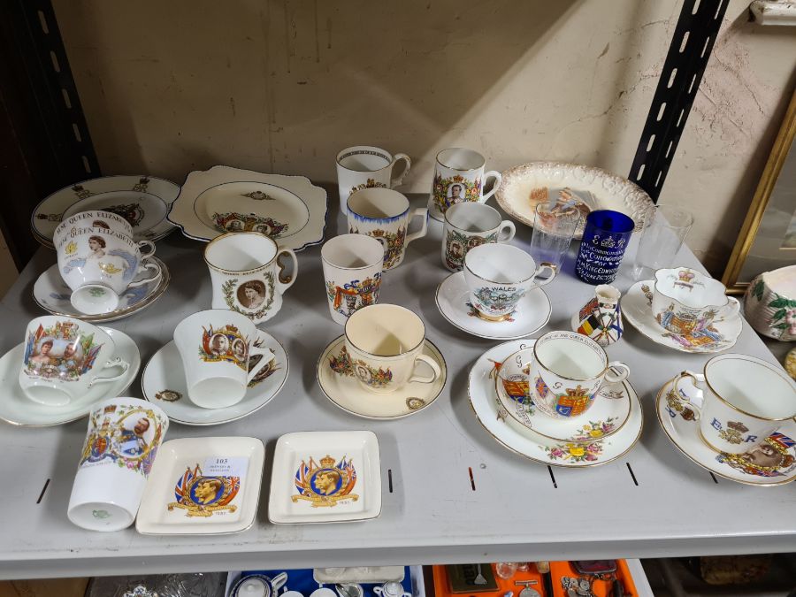 Collection of Victorian and later Royal commemorative wares to include plates, cups, saucers, etched