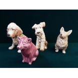 3 Sylvac modelled dogs and a smiling pig.