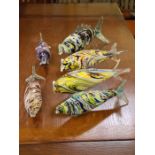 Small collection of 6 Murano glass fish, largest 40cm.