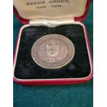 1969 900th anniversary of Selby Abbey silver medallion, numbered on the rim 353, 38mm diameter,