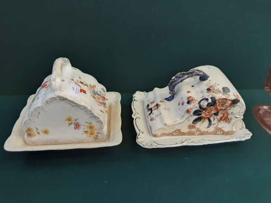 4 large Victorian floral and gilt decorated cheese dishes. - Image 6 of 7