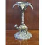 William Wheatcroft Harrison silver plated figural table centre modelled as a camal under a palm