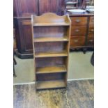 1930's narrow oak bookshelves.