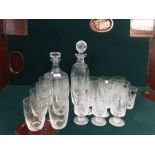 Waterford cut glass spirit decanter, another cut glass spirit decanter together with various cut and
