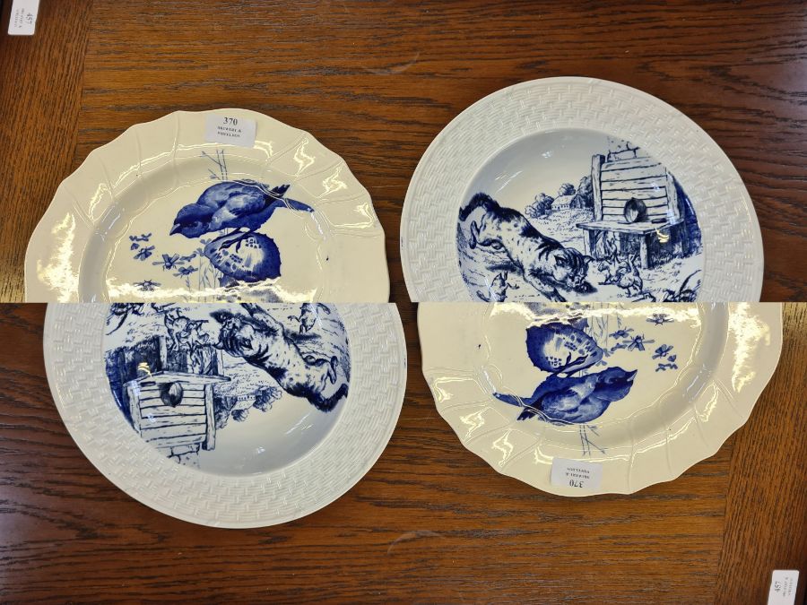 2 x Brown Westhead & Moore pictorial blue and white plates and a pair of Imari dishes. - Image 2 of 5