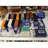 A tray of boxed Hornby Dublo rolling stock and accessories including switches, light signals,