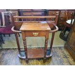 Late Victorian turned leg single drawer hall stand.