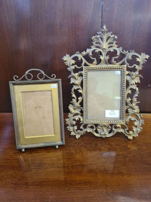 Mid century gilt metal recoco style photo frame and a similar Edwardian photo frame.