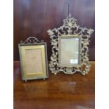 Mid century gilt metal recoco style photo frame and a similar Edwardian photo frame.