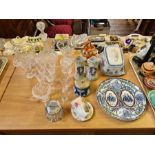 Mixed lot to include continental figurines, Lossel ware cheese dish, Methodist commemorative