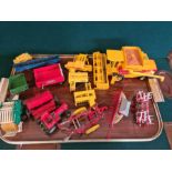 A tray lot of Britains farm toys to include New Holland TR85 combine, Bamford and New Holland