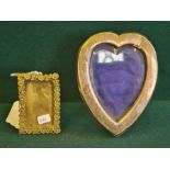 Small silver heart shaped photo frame with bevel glass 12cm tall and a small silver gilt metal frame
