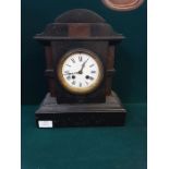 Victorian slate mantle clock, architectural form, French movement striking on a bell.