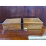 2 monogrammed mahogany needlework boxes.