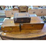 2 Victorian mahogany boxes for restoration and a small mahogany writing slope.