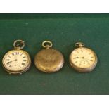 3 silver cased pocket watches, Brevitt, Kaufmann, Manchester and Hamnett & Sons, Glossop, all for