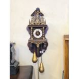 Dutch twin weight Atlas wall clock with cast brass decorations Nu Elfck Syn Sin.