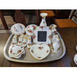 Royal Albert Old Country Roses ornamental items to include shoes, covered dishes, photo frame, bell,