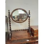 1920's oak barley twist table mirror.