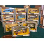 10 x Corgi Classic die cast Bedford OB coaches, various liveries, Thorney Croft J type bus and an