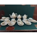 Japanese eggshell china tea service with pictorial lake and Mount Fuji decoration, tea cups with