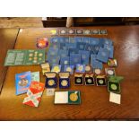 Quantity of Britains decimal coin wallets, cased EEC 50p coins, commemorative medallions, Jubilee
