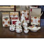Royal Albert Old Country Roses 8 x boxed items, miniature strawberry basket, 2 x dorothy box, shaped
