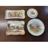 Copeland Spode pictorial plate hare coursing, Royal Doulton rustic England and Sir Roger Coverly