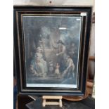 Thomas Gaugain stipple engraving, Dancing Dogs from the original George Moorland painting in black