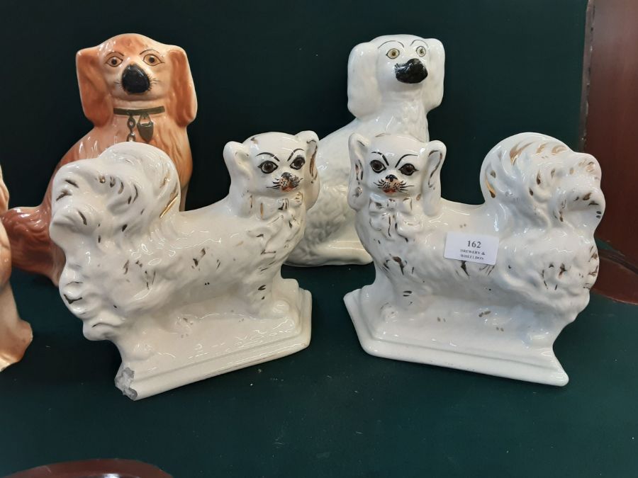 5 x assorted Victorian Staffordshire spaniels, chipping to bases. - Image 3 of 4